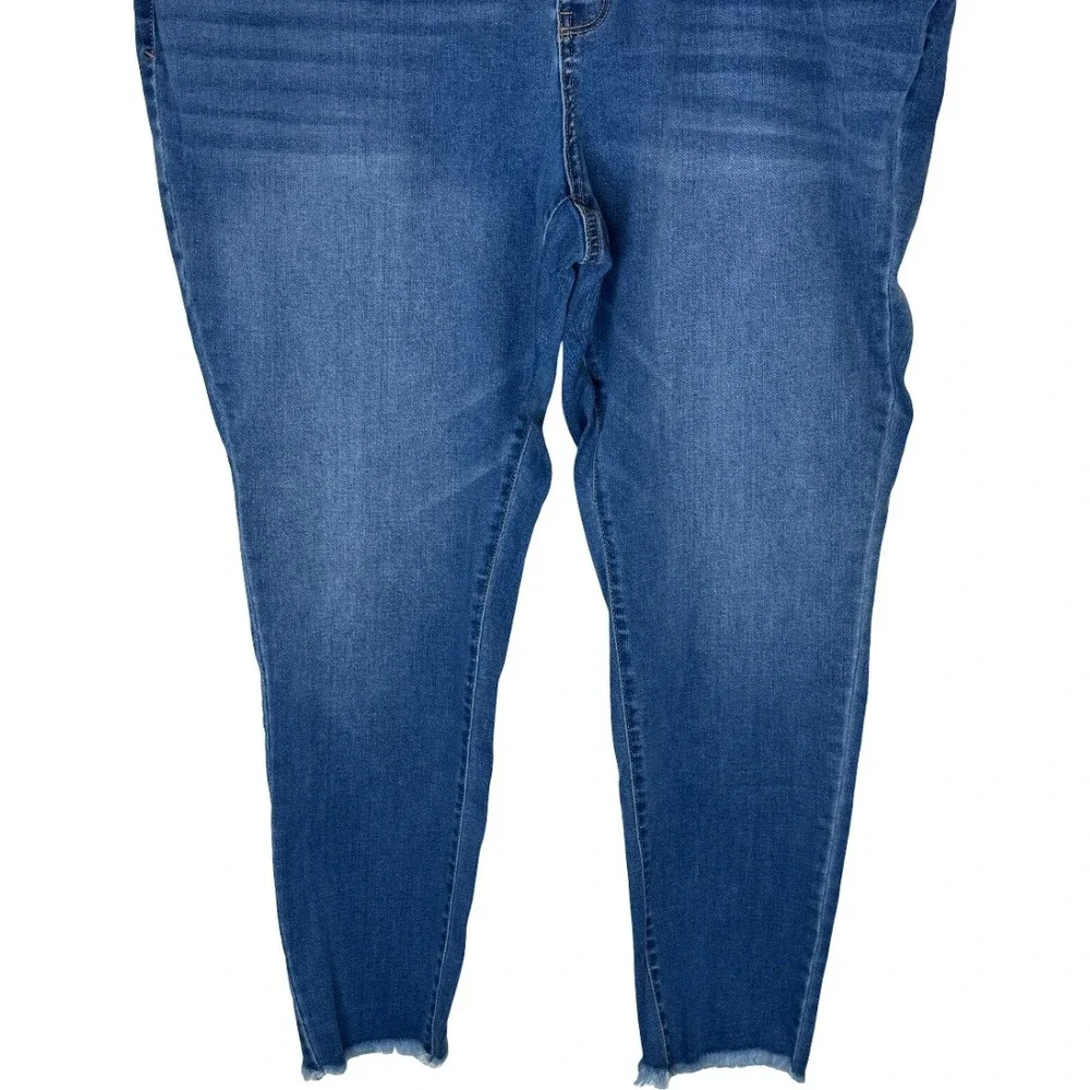 a.n.a High Rise Jegging Womens 22W Blue Button Fly Raw Hem Stretch Denim Jeans - Picture 4 of 9